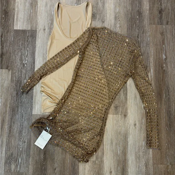 Brand New! Mew Mew Rhinestone Mesh Dress Size Medium - Picture 9 of 16